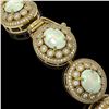Image 3 : 40.37 ctw Certified Opal & Diamond Victorian Bracelet 14K Yellow Gold - REF-1402W4H