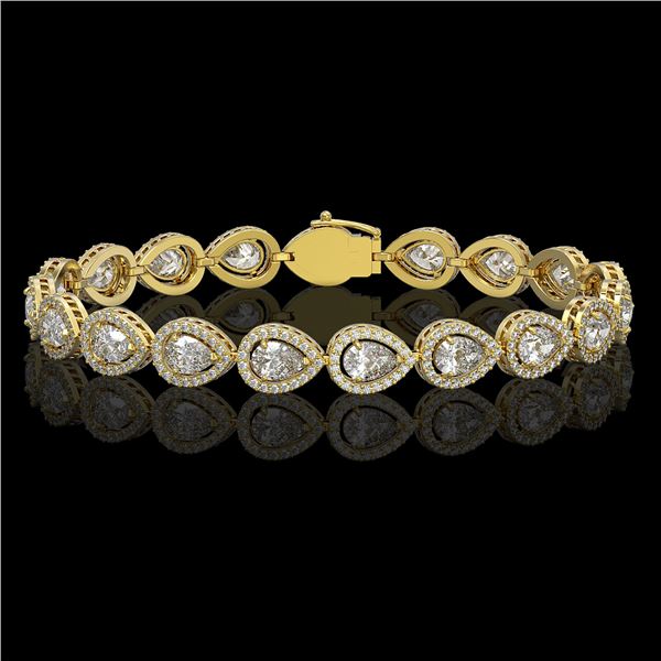 12.38 ctw Pear Cut Diamond Micro Pave Bracelet 18K Yellow Gold - REF-1702X8A