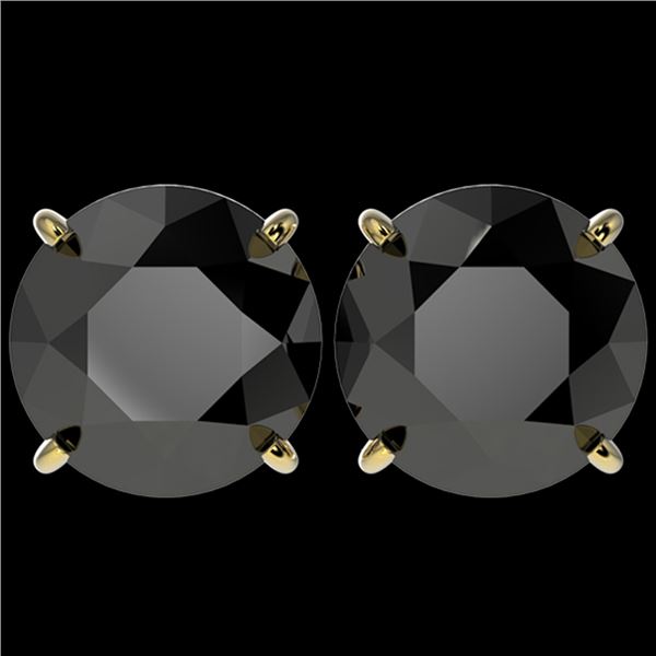 5.15 ctw Fancy Black Diamond Solitaire Stud Earrings 10k Yellow Gold - REF-82R2K