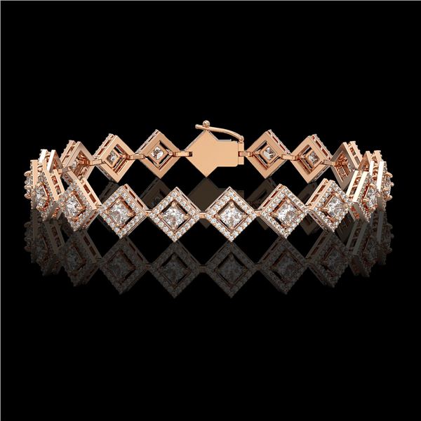 7.2 ctw Princess Cut Diamond Micro Pave Bracelet 18K Rose Gold - REF-617W3H