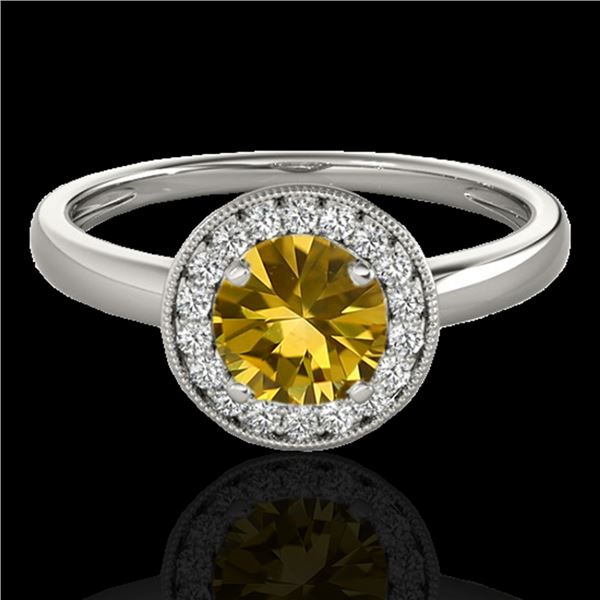 1.15 ctw Certified SI/I Fancy Intense Yellow Diamond Ring 10k White Gold - REF-190W9H