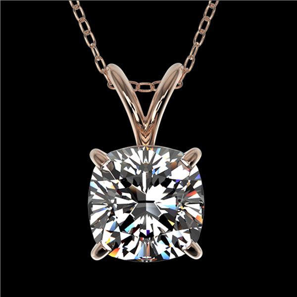 1 ctw Certified VS/SI Quality Cushion Cut Diamond Necklace 10k Rose Gold - REF-239X3A