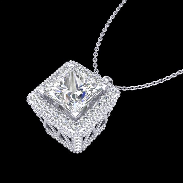 1.93 ctw Princess VS/SI Diamond Micro Pave Necklace 18k White Gold - REF-436H4R