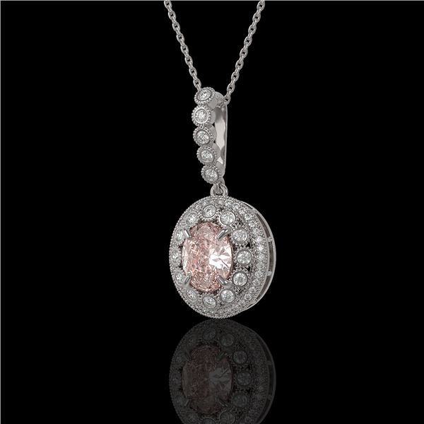 3.92 ctw Morganite & Diamond Victorian Necklace 14K White Gold - REF-167Y5X