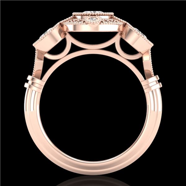 1.51 ctw VS/SI Diamond Solitaire Art Deco 3 Stone Ring 18k Rose Gold - REF-300Y2X