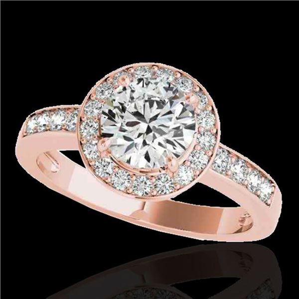 2 ctw Certified Diamond Solitaire Halo Ring 10k Rose Gold - REF-327G3W