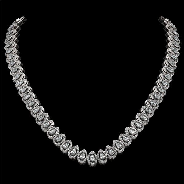 24.19 ctw Pear Cut Diamond Micro Pave Necklace 18K White Gold - REF-2092M6G
