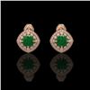 Image 1 : 4.99 ctw Certified Emerald & Diamond Victorian Earrings 14K Rose Gold - REF-128X5A