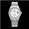 Image 2 : Rolex Men's Stainless Steel, QuickSet, Arabic Dial with Pyrimid Diam Bezel