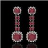 Image 1 : 19.88 ctw Ruby & Diamond Earrings 14K White Gold - REF-336X4A