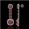 Image 2 : 19.88 ctw Ruby & Diamond Earrings 14K White Gold - REF-336X4A