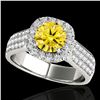 Image 1 : 1.8 ctw Certified SI/I Fancy Intense Yellow Diamond Ring 10k White Gold - REF-211R4K
