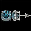 Image 2 : 5 ctw Certified Intense Blue Diamond Stud Earrings 10k White Gold - REF-638A2N
