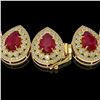 Image 3 : 121.42 ctw Certified Ruby & Diamond Victorian Necklace 14K Yellow Gold - REF-3416Y5X