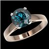 Image 2 : 2.50 ctw Certified Intense Blue Diamond Engagment Ring 10k Rose Gold - REF-454M3G