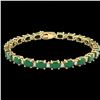 Image 2 : 15 ctw Emerald & VS/SI Diamond Certified Eternity Bracelet 10k Yellow Gold - REF-122H8R