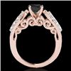Image 2 : 2 ctw Certified VS Black Diamond Solitaire Ring 10k Rose Gold - REF-71F8M
