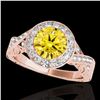 Image 1 : 1.75 ctw Certified SI/I Fancy Intense Yellow Diamond Ring 10k Rose Gold - REF-327W3H
