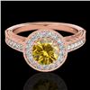 Image 1 : 1.5 ctw Certified SI/I Fancy Intense Yellow Diamond Ring 10k Rose Gold - REF-231W8H