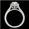 Image 2 : 2.03 ctw Certified Diamond Solitaire Halo Ring 10k White Gold - REF-375K2Y