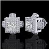 Image 2 : 1.73 ctw Princess VS/SI Diamond Micro Pave Stud Earrings 18k White Gold - REF-254H5R