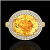 Image 2 : 4 ctw Citrine & Micro Pave VS/SI Diamond Certified Ring 18k Yellow Gold - REF-98Y5X