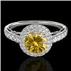 Image 1 : 1.65 ctw Certified SI/I Fancy Intense Yellow Diamond Ring 10k White Gold - REF-218W2H
