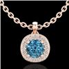 Image 1 : 1.1 ctw Fancy Intense Blue Diamond Art Deco Necklace 18k Rose Gold - REF-136Y4X