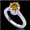 Image 1 : 1.5 ctw Intense Fancy Yellow Diamond Art Deco Ring 18k White Gold - REF-209G3W