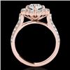 Image 2 : 2.81 ctw Certified Diamond Solitaire Halo Ring 10k Rose Gold - REF-307F2M