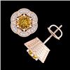 Image 3 : 1.51 ctw Intense Fancy Yellow Diamond Art Deco Earrings 18k Rose Gold - REF-247G3W