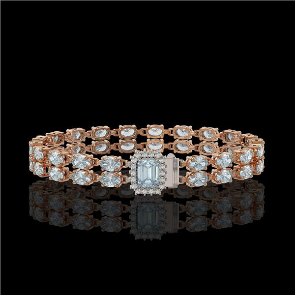 14.35 ctw Aquamarine & Diamond Bracelet 14K Rose Gold - REF-236G4W