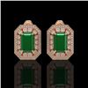 Image 1 : 13.75 ctw Certified Emerald & Diamond Victorian Earrings 14K Rose Gold - REF-266H4R