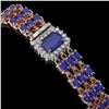 Image 2 : 28.74 ctw Sapphire & Diamond Bracelet 14K Rose Gold - REF-318H2R