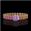 Image 1 : 24.75 ctw Amethyst & Diamond Bracelet 14K Yellow Gold - REF-281F8M