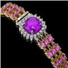 Image 2 : 24.75 ctw Amethyst & Diamond Bracelet 14K Yellow Gold - REF-281F8M