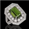 Image 1 : 6.08 ctw Certified Tourmaline & Diamond Victorian Ring 14K White Gold - REF-208N8F