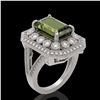 Image 2 : 6.08 ctw Certified Tourmaline & Diamond Victorian Ring 14K White Gold - REF-208N8F