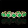 Image 1 : 30 ctw Emerald & Micro Pave VS/SI Diamond Bracelet 10k Yellow Gold - REF-481R8K