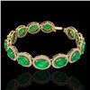 Image 2 : 30 ctw Emerald & Micro Pave VS/SI Diamond Bracelet 10k Yellow Gold - REF-481R8K
