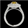 Image 2 : 3 ctw Certified SI/I Fancy Intense Yellow Diamond Halo Ring 10k White Gold - REF-320M5G