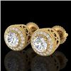 Image 1 : 1.55 ctw VS/SI Diamond Solitaire Art Deco Stud Earrings 18k Yellow Gold - REF-259M3G