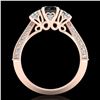 Image 3 : 1.81 ctw Fancy Black Diamond Art Deco 3 Stone Ring 18k Rose Gold - REF-180A2N