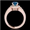 Image 2 : 1.4 ctw SI Certified Fancy Blue Diamond Solitaire Halo Ring 10k Rose Gold - REF-129X4A
