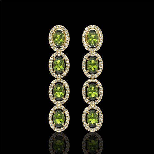 5.88 ctw Tourmaline & Diamond Micro Pave Halo Earrings 10k Yellow Gold - REF-143A6N