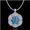 Image 1 : 1.01 ctw Fancy Intense Blue Diamond Art Deco Necklace 18k White Gold - REF-163K6Y
