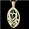 Image 2 : 3.50 ctw Emerald & Micro Pave Diamond Heart Necklace 18k Yellow Gold - REF-218A2N