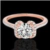 Image 1 : 1.33 ctw Certified Diamond Solitaire Halo Ring 10k Rose Gold - REF-190F9M