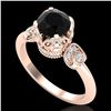 Image 1 : 1.75 ctw Fancy Black Diamond Engagment Art Deco Ring 18k Rose Gold - REF-134X5A