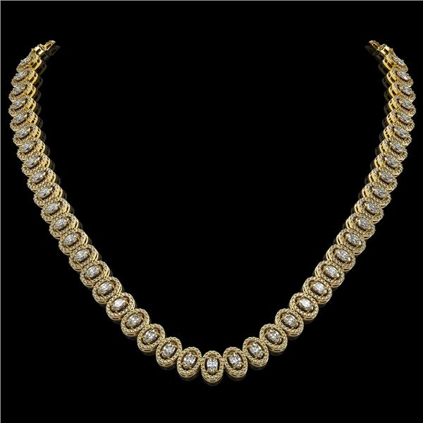 24.19 ctw Oval Cut Diamond Micro Pave Necklace 18K Yellow Gold - REF-2092H6R
